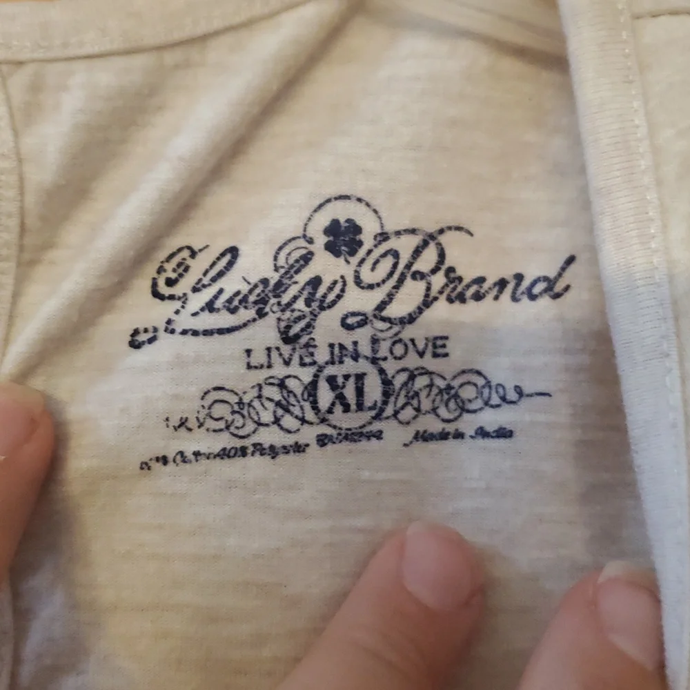 Lucky Brand Girl's Cream Heathered Sparkly Bird Graphic Short Sleeve Tee Size XL